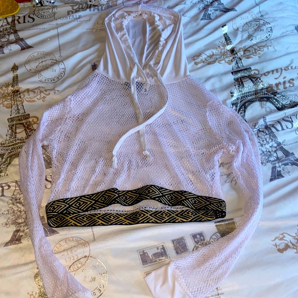 Elle & Kate White Mesh Hoodie